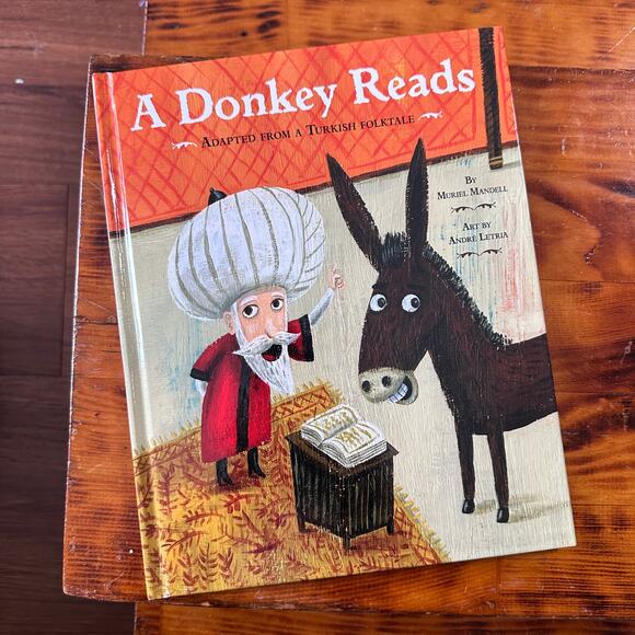 A Donkey Reads Adapted From A Turkish Folktale Hardcover Book - Picture 1 of 8
